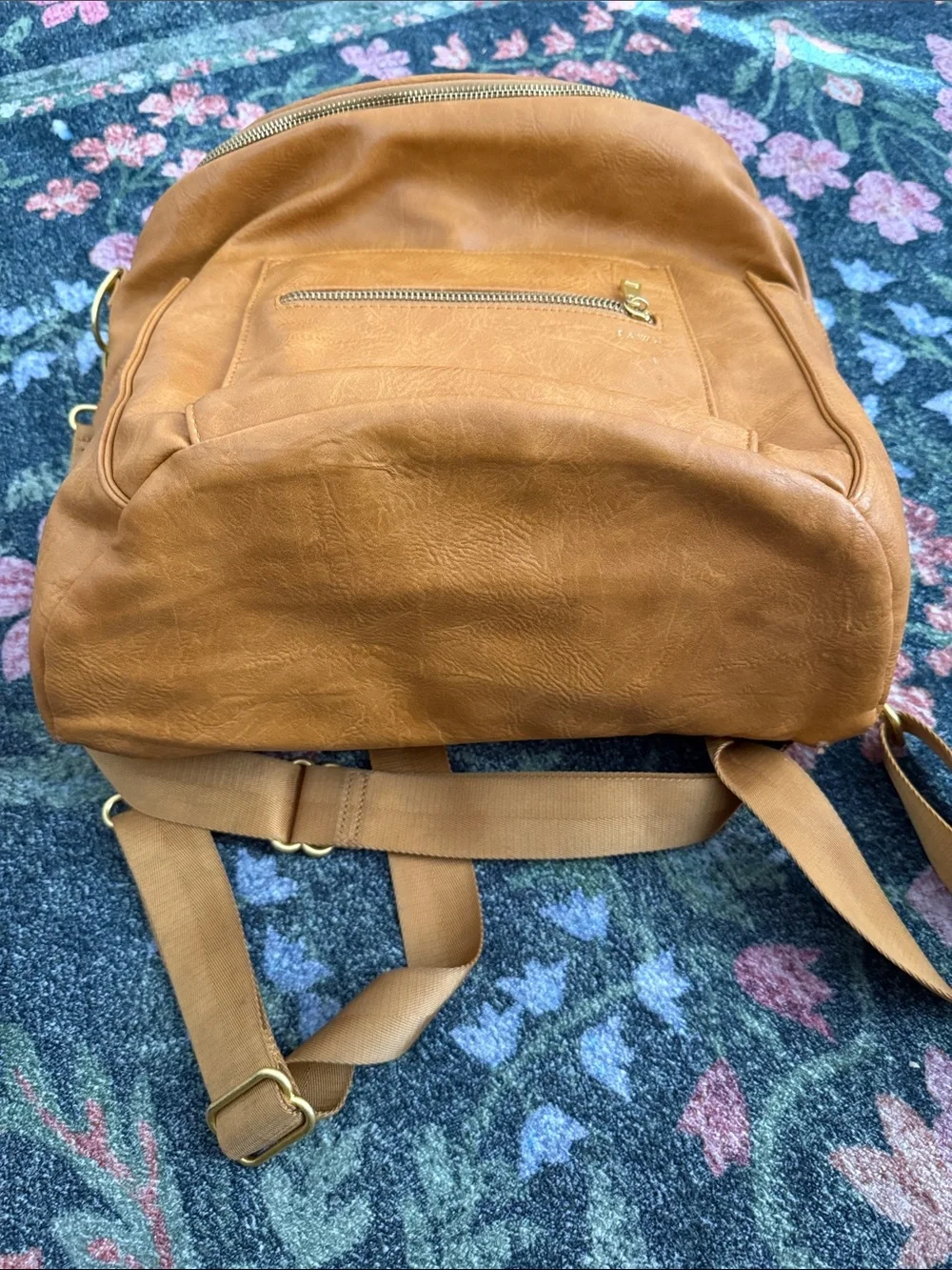 Fawn design Tan Faux Leather diaper bag  backpack